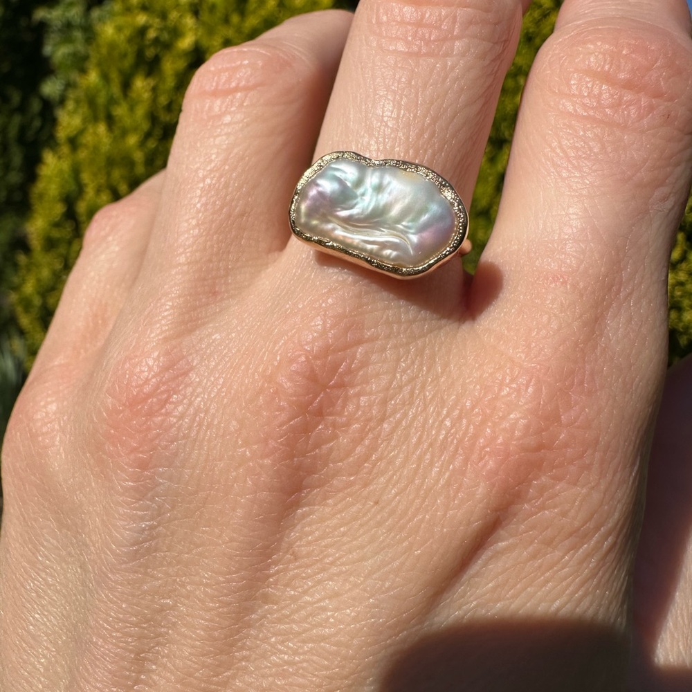Palm Sunday 14k Gold and Keshi Pearl Cloud Ring